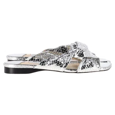 Jimmy Choo Narisa Candy Wrap Flats In Silver Leather