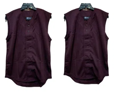 Tag Team Unisex 2 New Youth Button Down Sports Mesh Jersey Uniform Tank Tops In Dark Purple/ Plum