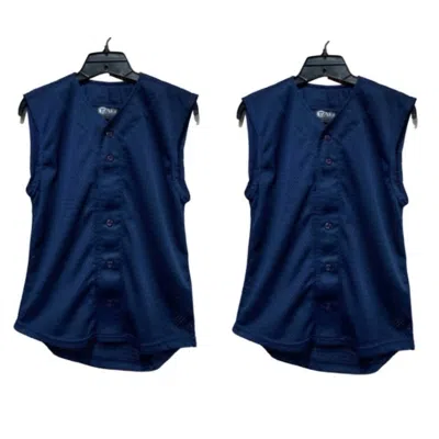 Tag Team Unisex 2 New Youth Button Down Sports Mesh Jersey Uniform Tank Tops In Navy