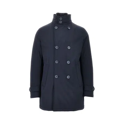 Herno Padded Nylon Coat With Removable Bib In Blue