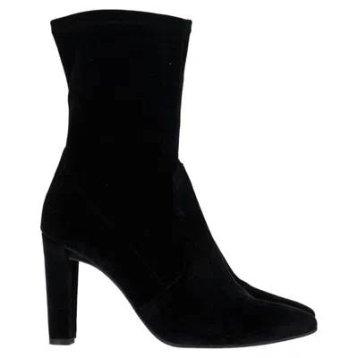 Stuart Weitzman Block Heel Ankle Boots In Velvet Suede