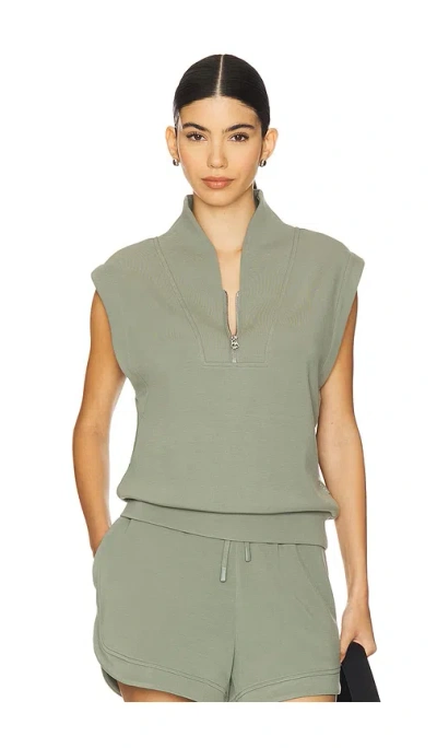 Varley Loretta Half-zip Sleeveless Sweatshirt In Green