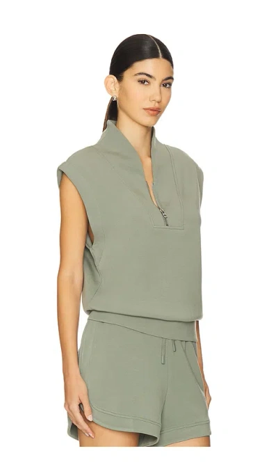 Varley Loretta Half-zip Sleeveless Sweatshirt In Green