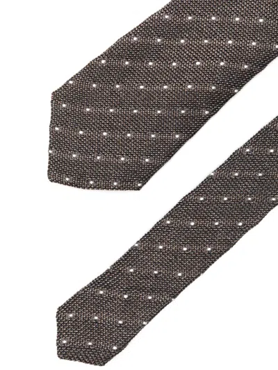 Canali Silk Tie In Brown