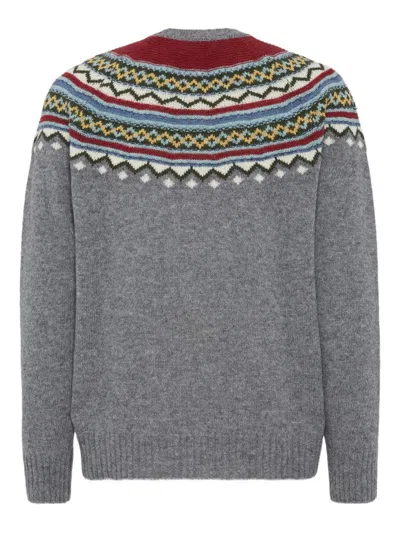 Dsquared2 Wool Sweater With Geometric Pattern In Gray