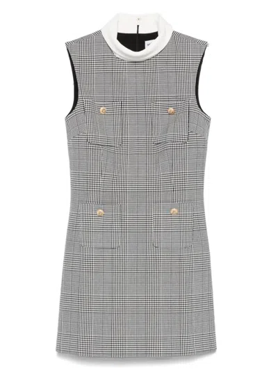 Self-portrait Self Portrait Women Sleeveless Prince Of Wales Check Mini Dress In Gray