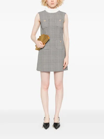 Self-portrait Self Portrait Women Sleeveless Prince Of Wales Check Mini Dress In Gray