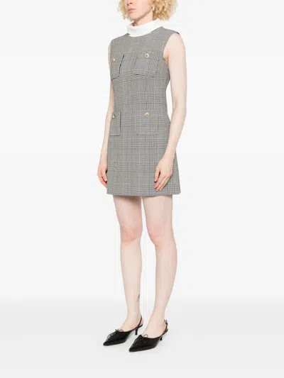 Self-portrait Self Portrait Women Sleeveless Prince Of Wales Check Mini Dress In Gray