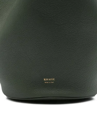 Khaite Womens Bottle Green Lotus Small Leather Tote Bag