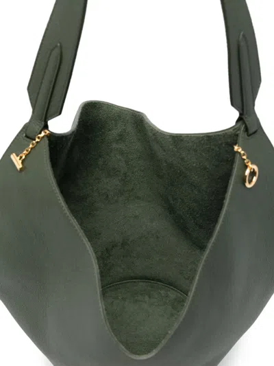 Khaite Womens Bottle Green Lotus Small Leather Tote Bag