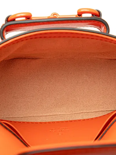 Pre-owned Gucci 2016-2024 Mini Leather Horsebit 1955 Web Satchel In Orange