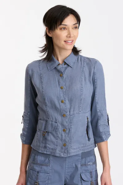 Xcvi Waldron Linen Jacket In Hypnotic In Blue