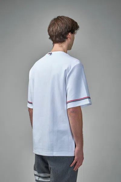Thom Browne Rugby Fit Short Sleeve Tee In Cotton Interlock In White