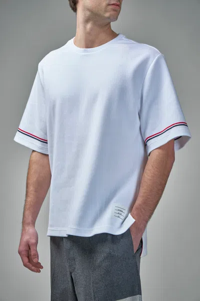 Thom Browne Rugby Fit Short Sleeve Tee In Cotton Interlock In White