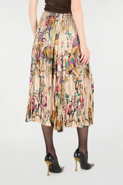 Roberto Cavalli Midi Skirt With Floral And Pheasant Print
