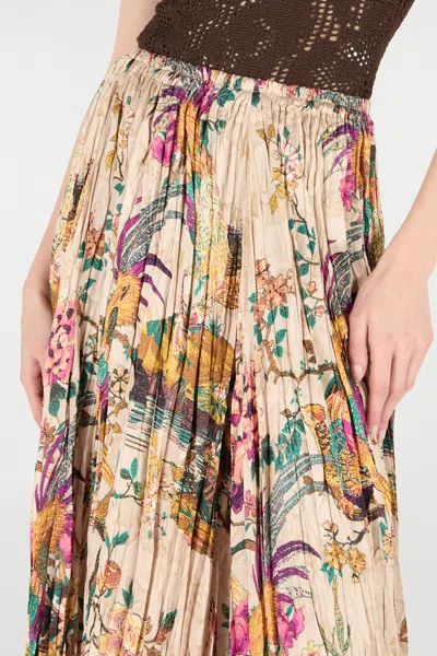 Roberto Cavalli Midi Skirt With Floral And Pheasant Print