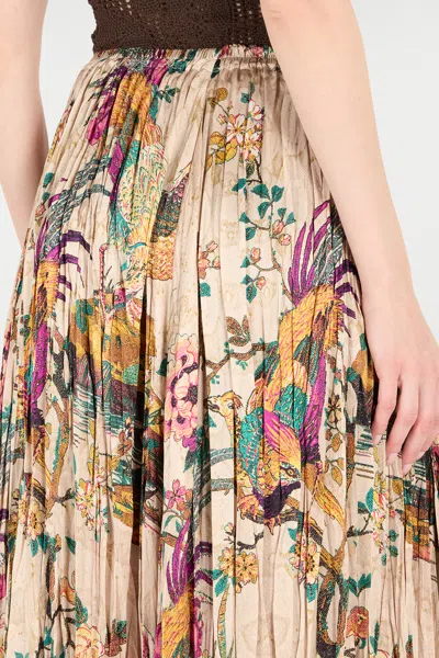 Roberto Cavalli Midi Skirt With Floral And Pheasant Print