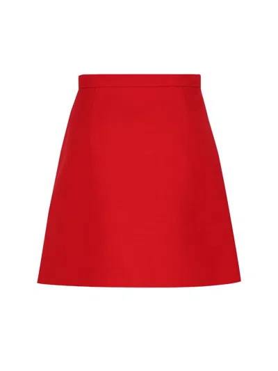 Valentino High Waist Skirt Heart-shaped Buttons In Red