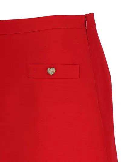 Valentino High Waist Skirt Heart-shaped Buttons In Red