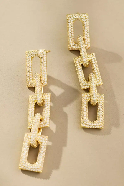 Nickho Rey Flat Block Crystal Drop Earrings