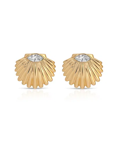 Ettika Santorini Cubic Zirconia Shell Statement Stud Earrings