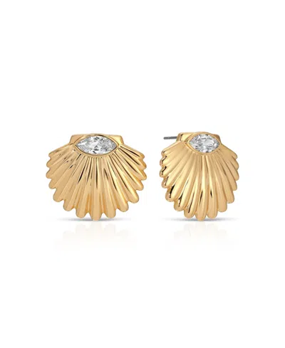 Ettika Santorini Cubic Zirconia Shell Statement Stud Earrings