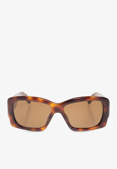 Jacquemus Rectangular Tortoiseshell Frame Sunglasses In Brown