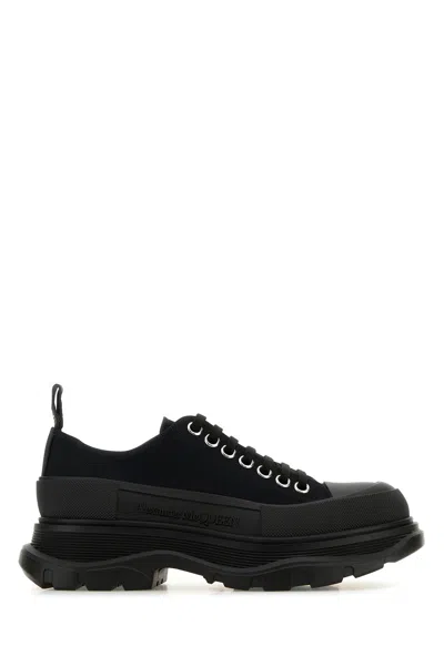 Alexander Mcqueen Black Canvas Tread Slick Platform Low Sneakers