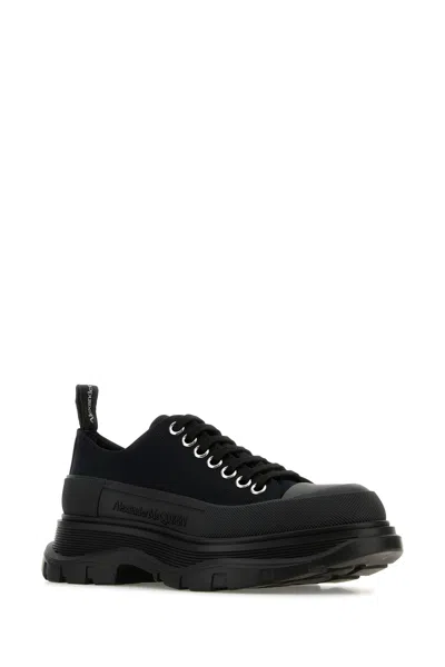 Alexander Mcqueen Black Canvas Tread Slick Platform Low Sneakers