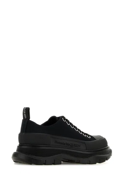 Alexander Mcqueen Black Canvas Tread Slick Platform Low Sneakers