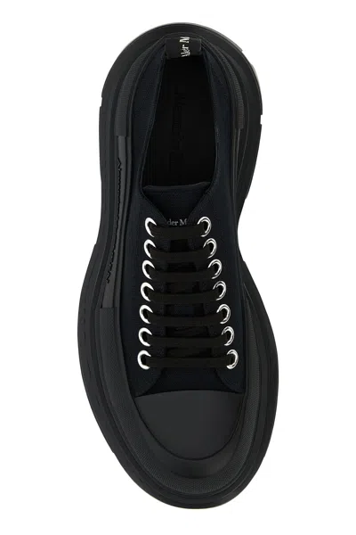 Alexander Mcqueen Black Canvas Tread Slick Platform Low Sneakers