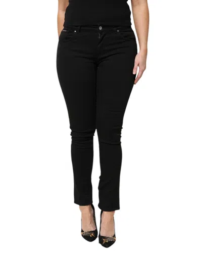 Dolce & Gabbana Chic Black Mid-waist Skinny Denim Jeans In Black