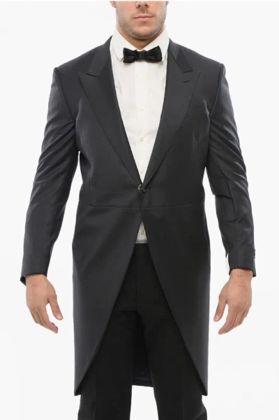 Corneliani Virgin Wool Peak Lapel Mantua Tail-coat Blazer In Multi