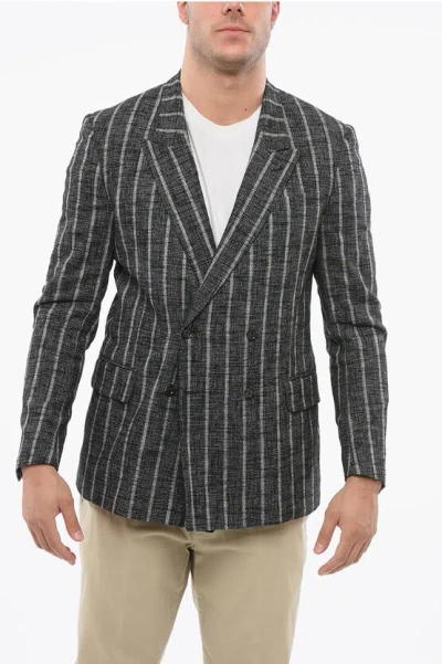 Corneliani Cc Collection Unlined Striped Reset Double-breasted Blazer