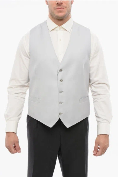 Corneliani 5 Buttons Wool Vest With Jet Pockets In Gray