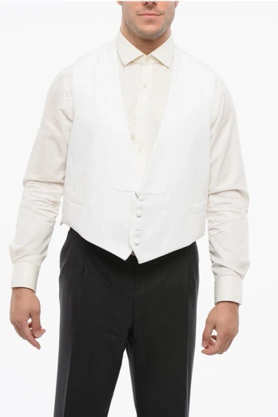 Corneliani 4 Buttons Embroidered Cotton Single Breasted Vest