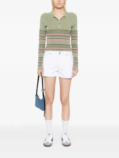 Frame Womens White The Hang Mid-rise Denim Shorts