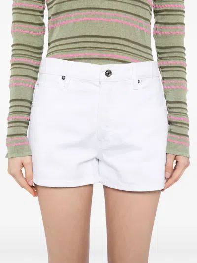 Frame Womens White The Hang Mid-rise Denim Shorts