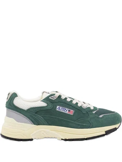 Autry Hyperway Low Malachite And Silver Mesh And Suede Sneakers In Green
