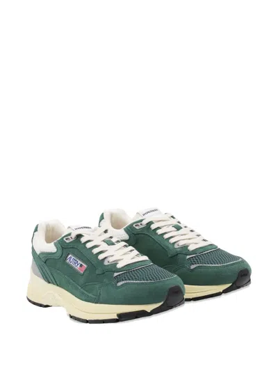 Autry Hyperway Low Malachite And Silver Mesh And Suede Sneakers In Green