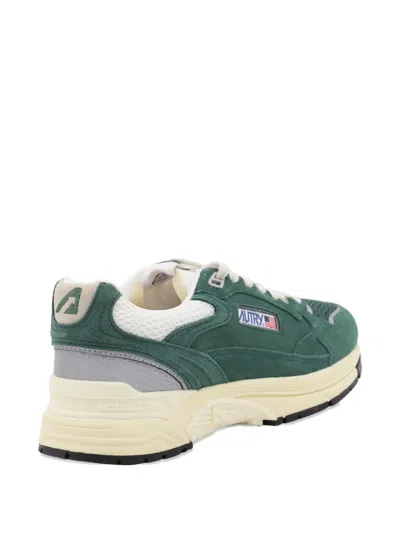 Autry Hyperway Low Malachite And Silver Mesh And Suede Sneakers In Green