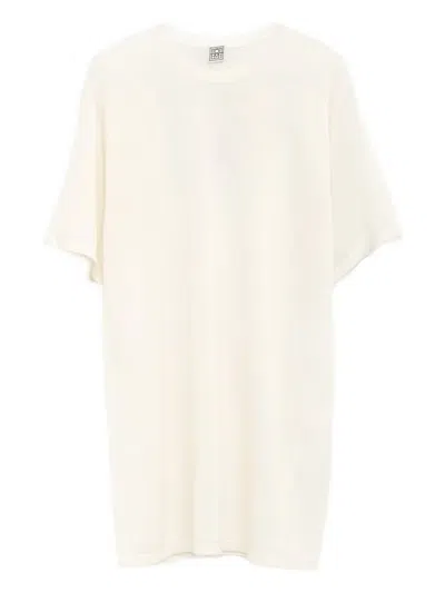 Totême Toteme Monogram Embroidered Curved T Shirt In White