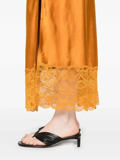 Self-portrait Satin Midi Dress With Lace-insert