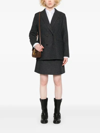 Apc A.p.c. Double-breasted Anthracite Grey Wool Blazer In Gray