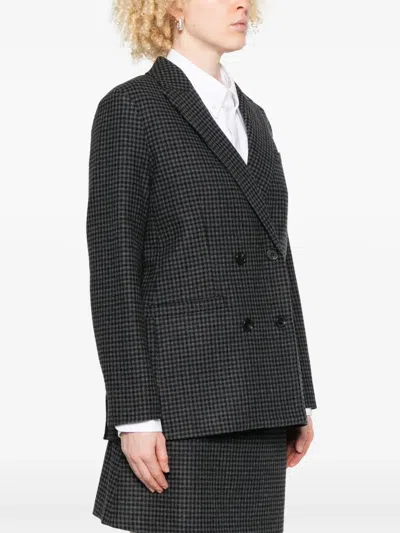 Apc A.p.c. Double-breasted Anthracite Grey Wool Blazer In Gray