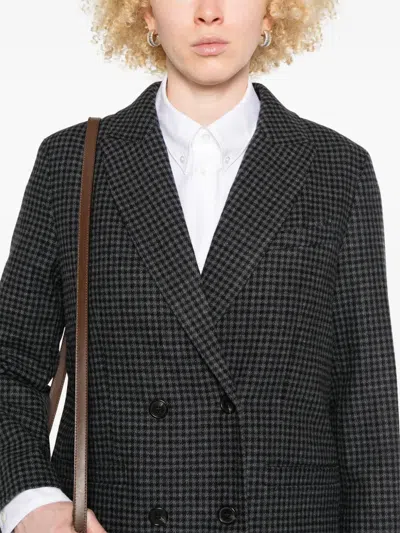 Apc A.p.c. Double-breasted Anthracite Grey Wool Blazer In Gray