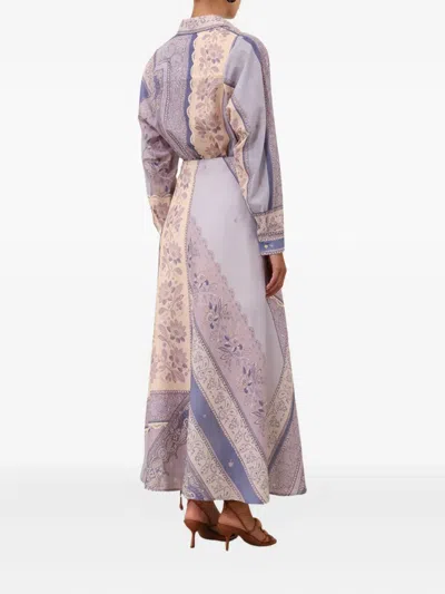 Zimmermann Mixed-print Shirt With Button Front In Blue