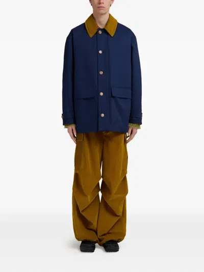 Marni Parka In Gabardine De Coton In Blue