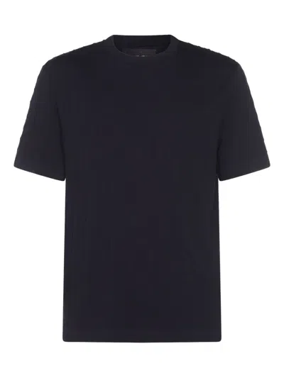 Giorgio Armani Navy Blue Viscose Blend T-shirt In Black