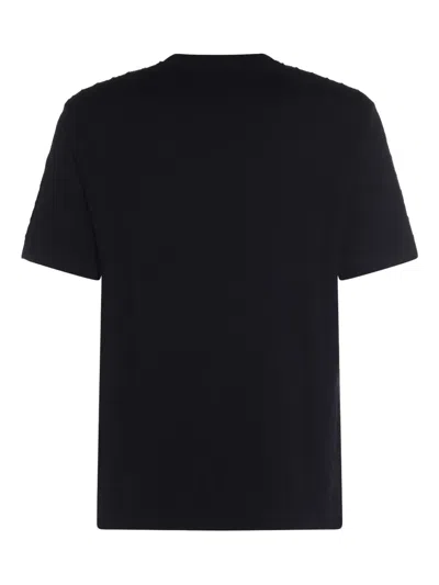 Giorgio Armani Navy Blue Viscose Blend T-shirt In Black